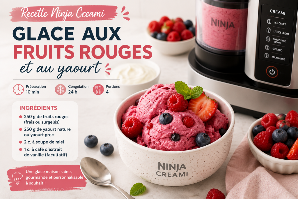 Recette Ninja Creami glace maison aux fruits rouges et yaourt
