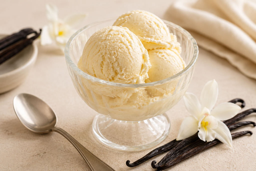 Glace vanille maison réalisée avec un Ninja Creami