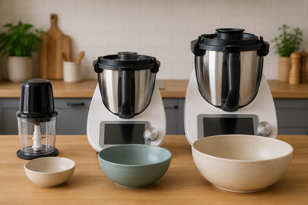 Comparaison de plusieurs appareils de cuisine de différentes capacités pour choisir le modèle adapté avant une location entre particuliers